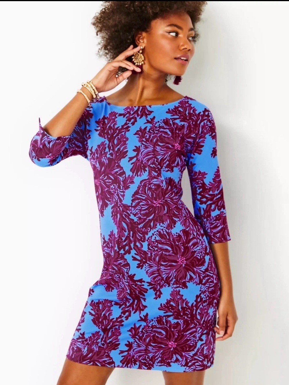 Lilly Pulitzer UPF 50+ ChillyLilly  Braedyn Dress Abaco Blue Shellebrity S
